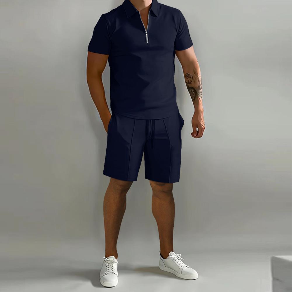 Albany-Short Sleeve Half Zip Textured Polo  | Mens  Polos Clothing Mens