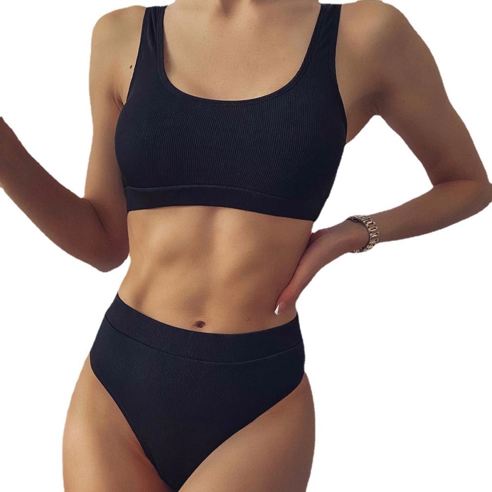 Always Fits Textured Scoop Neck Bikini Top  | Womens  Swimwear Clothing Black