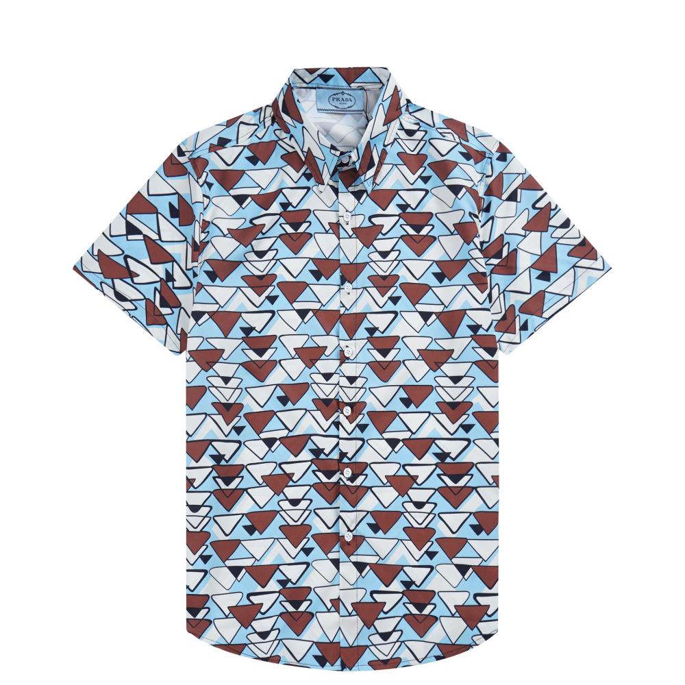 Ché Monogram Print Cuff Detail Cuban Collar Shirt  | Mens  Shirts Clothing Bright Blue