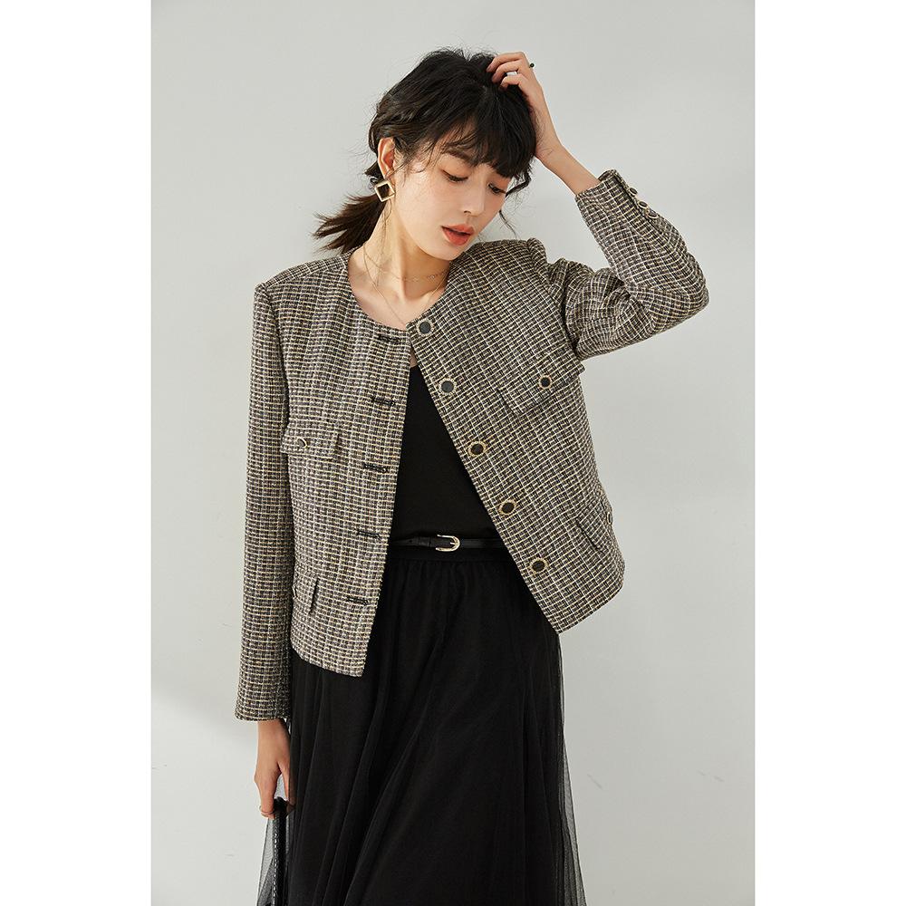 Dogtooth Check Collared Jacket  | Womens  Coats & Jackets Blazers & Jackets Black