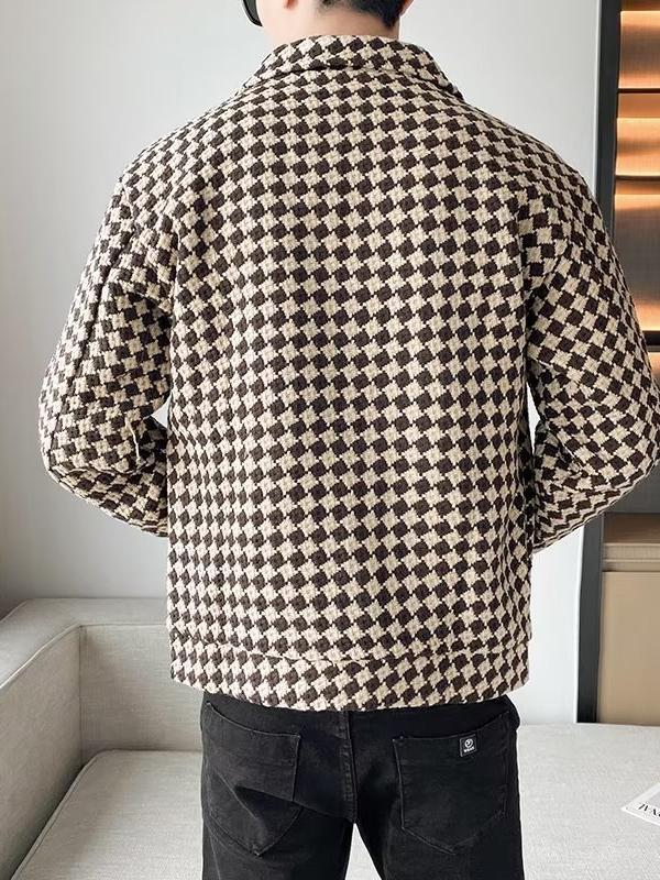 Dogtooth Overshirt With Wool  | Mens  Shirts Clothing Brown