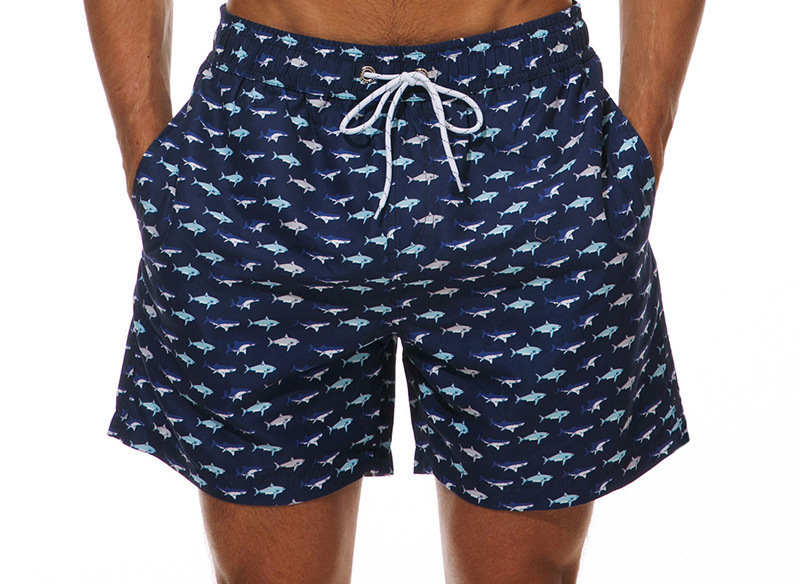 Foldable Turtle Print Swim Shorts  | Mens  Swimwear Clothing Bleu Hawai