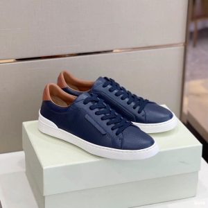 Grained Leather Trainers  | Mens  Trainers Mens Dark Navy