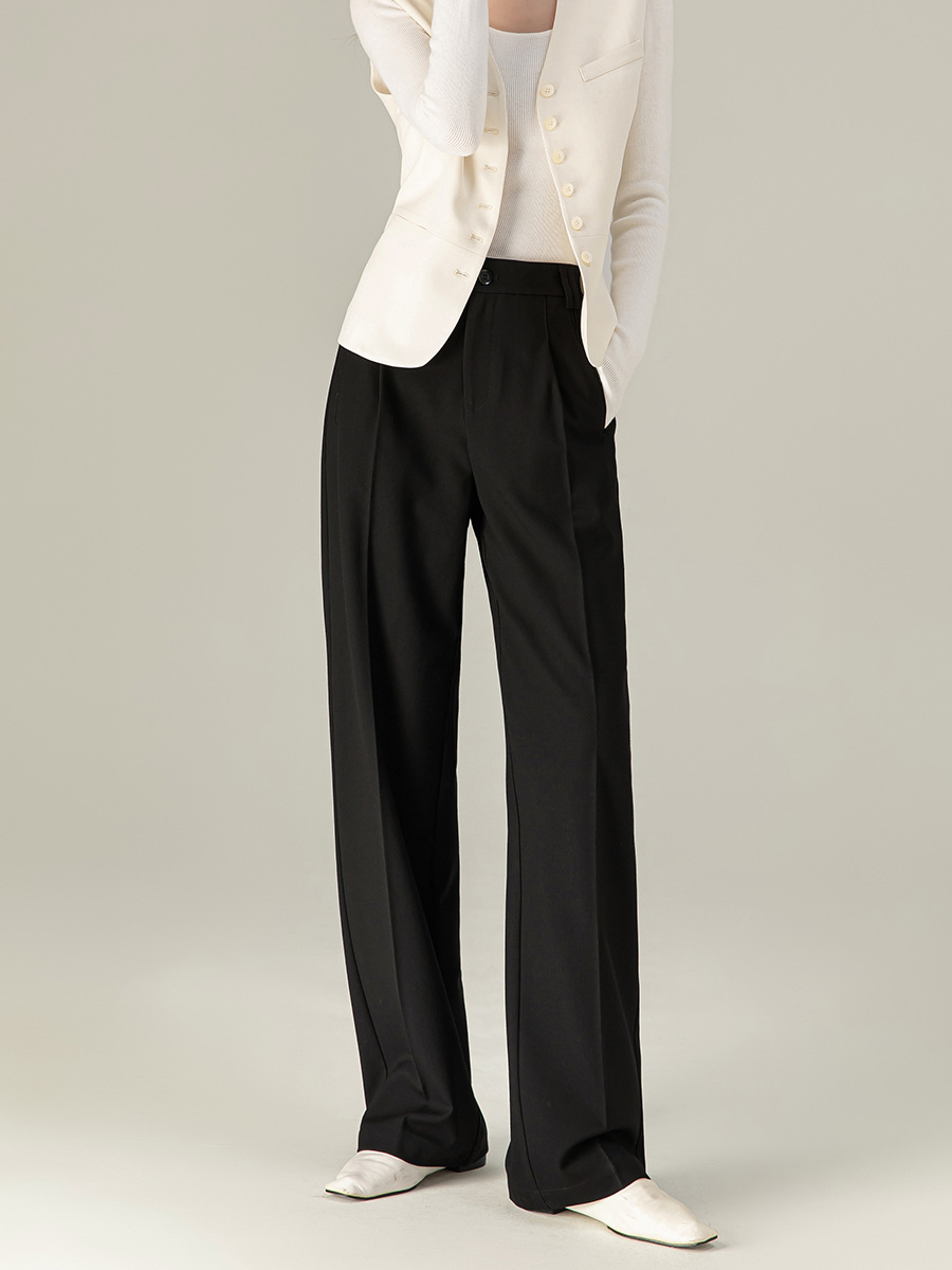 Half-Elasticated Wide Leg Trousers  | Womens  Trousers Clothing Navy