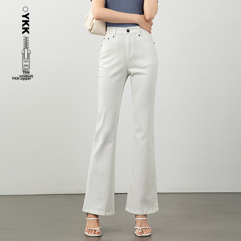 High Rise Wide Leg Button Detail Jeans  | Womens  Jeans Clothing Ecru