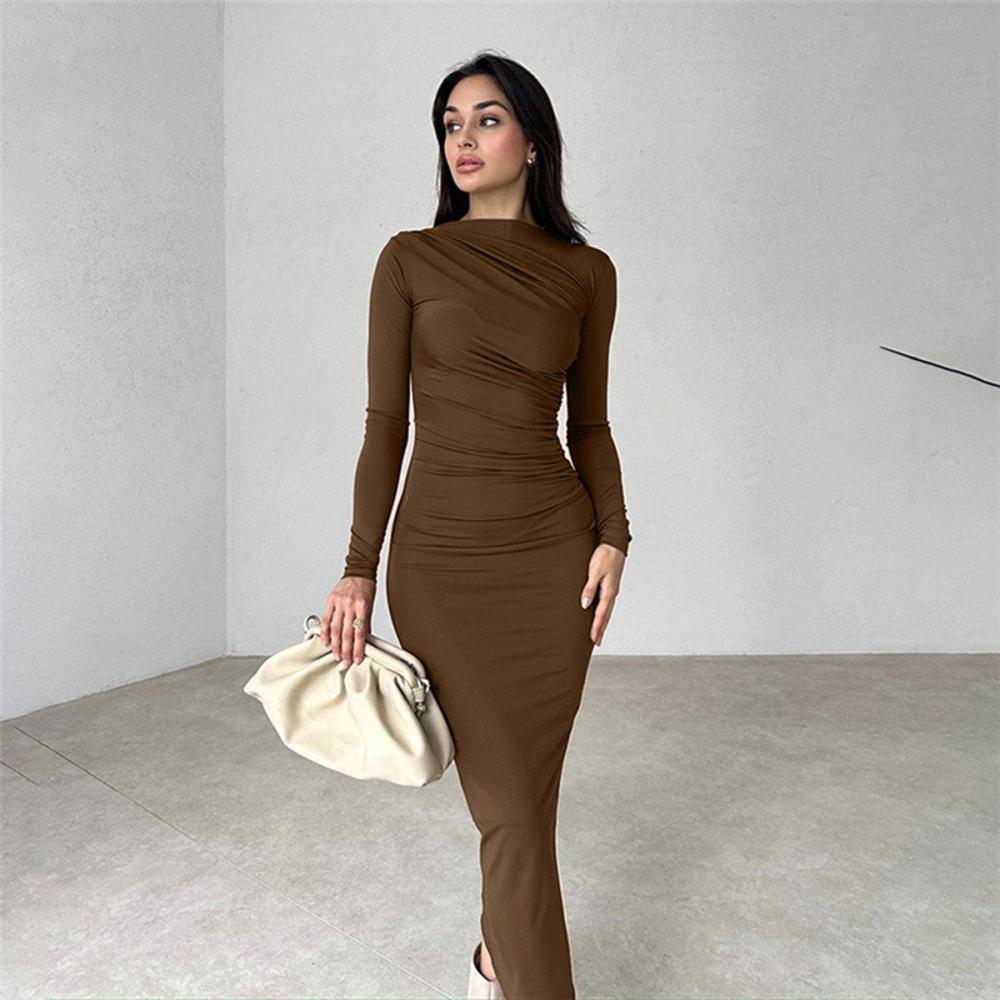 Jersey Ruched Midi Dress  | Womens  Dresses Clothing Chocolate