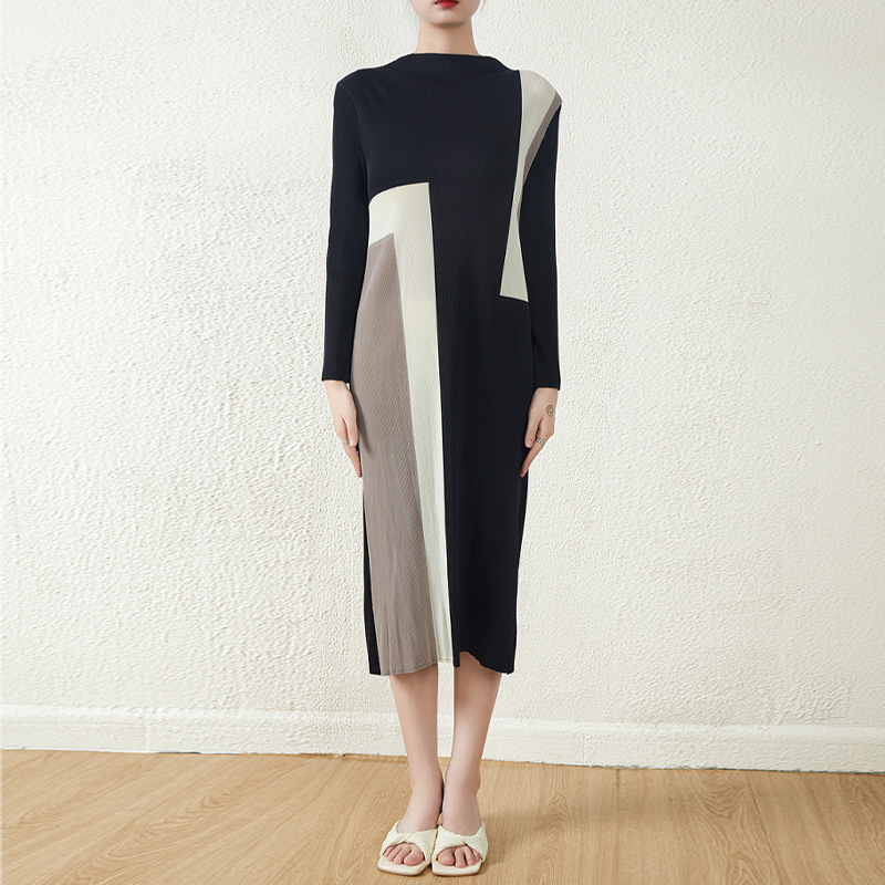 Knitted Colourblock Asymmetric Midi Dress  | Womens  Dresses Clothing Black