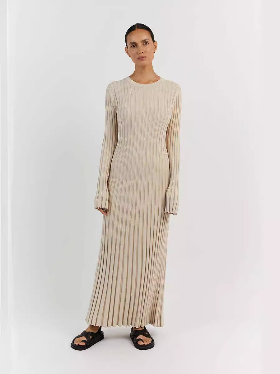 Knitted Open Collar Midi Dress  | Womens  Dresses Clothing Dresses