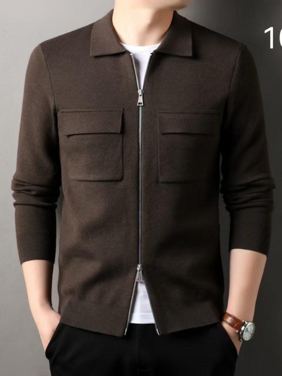 Knitted Zip Through Jacket  | Mens  Coats & Jackets Clothing Coats & Jackets