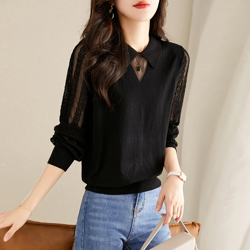 Lace Insert Blouse  | Womens  Tops Blouses & Shirts Blouses & Shirts