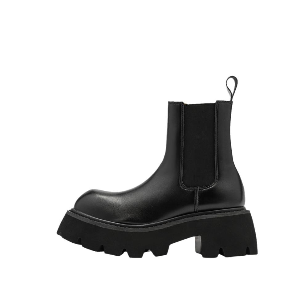 Leather Cleated Sole Chelsea Boots  | Womens  Boots Boots Black