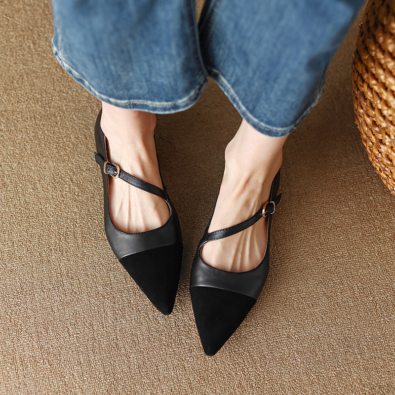 Leather Pointed Flats  | Womens  Flats Womens Black