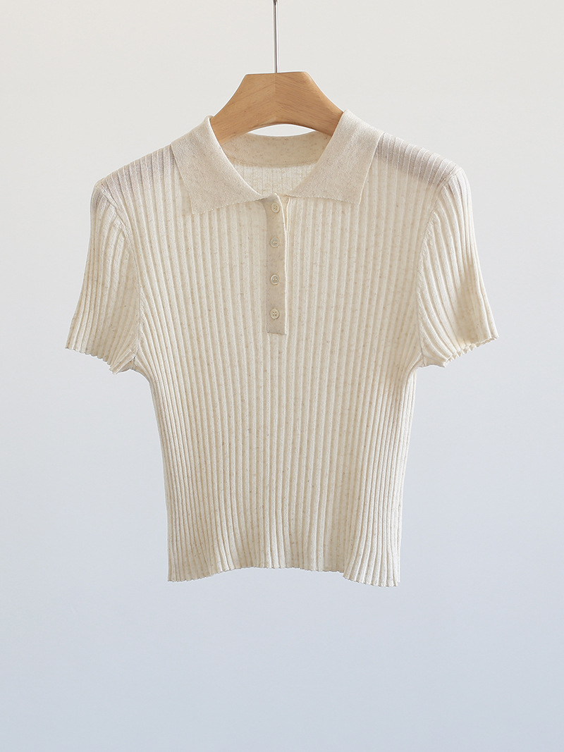 Light Brown Ribbed Button-Through Top  | Womens  Blouses & Shirts Blouses & Shirts Blouses & Shirts