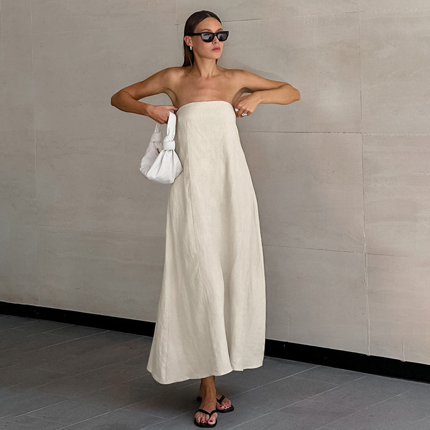 Linen-Jersey Strapless Maxi Dress  | Womens  Dresses Clothing Dresses