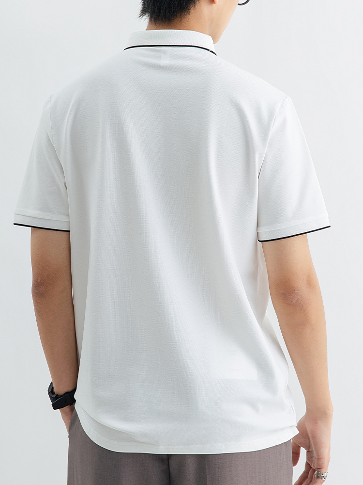 Mercerised Cotton Pique Tipped Polo  | Mens  Polos Clothing Mens