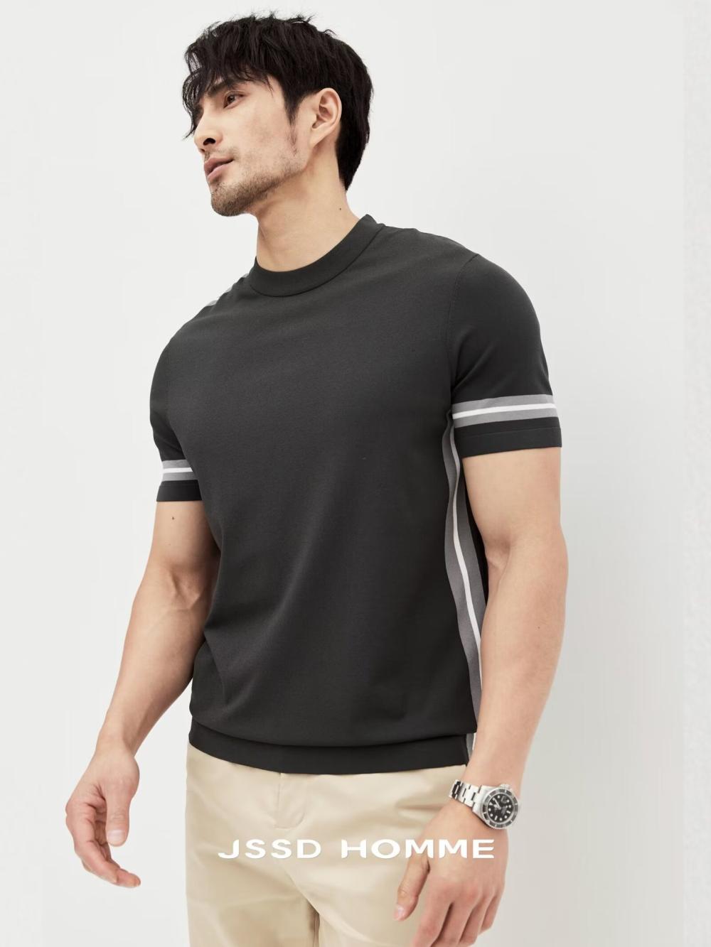 Mercerised Cotton Striped T-Shirt  | Mens  T-Shirts Clothing Mens