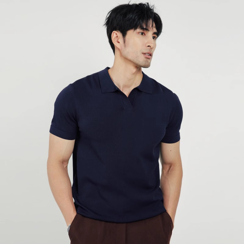 Merino Wool Open Collar Polo Shirt  | Mens  Polo Shirts Clothing Knitwear