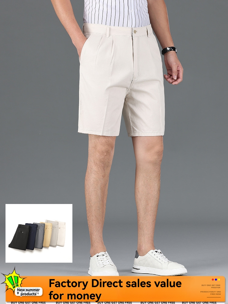 Modern Fit Cotton Blend Chino Shorts  | Mens  Shorts Clothing Chalk