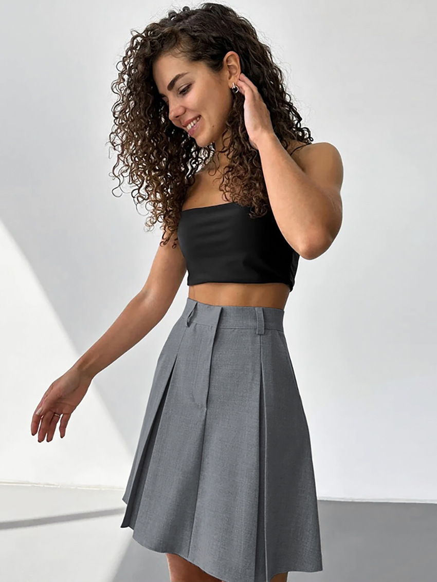 Pleated Mini Skirt  | Womens  Skirts Clothing Heather Grey