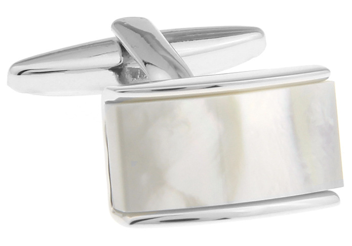 Polished/Brushed Rhodium Plated Square Curved Cufflinks  | Mens  Jewellery Accessories Jewellery