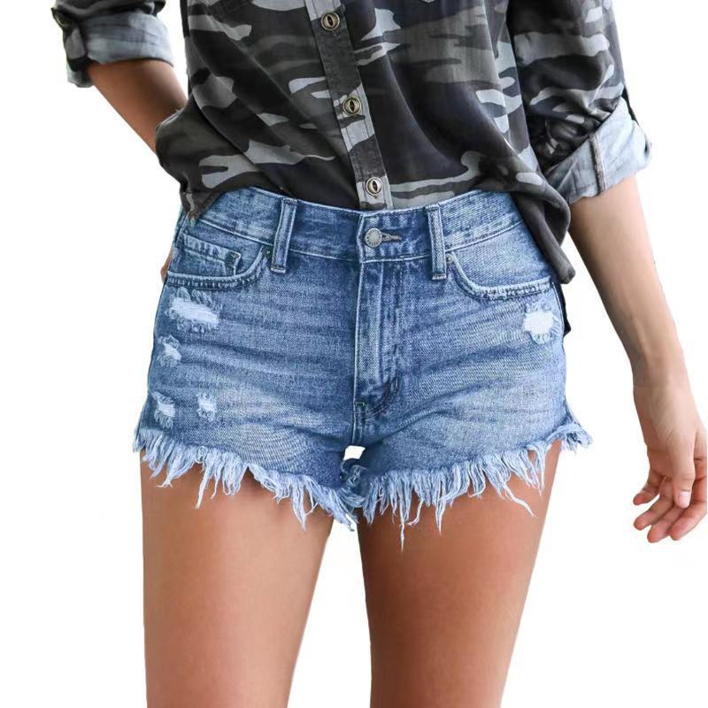 Raw Hem Denim Shorts  | Womens  Shorts Clothing Denim Blue