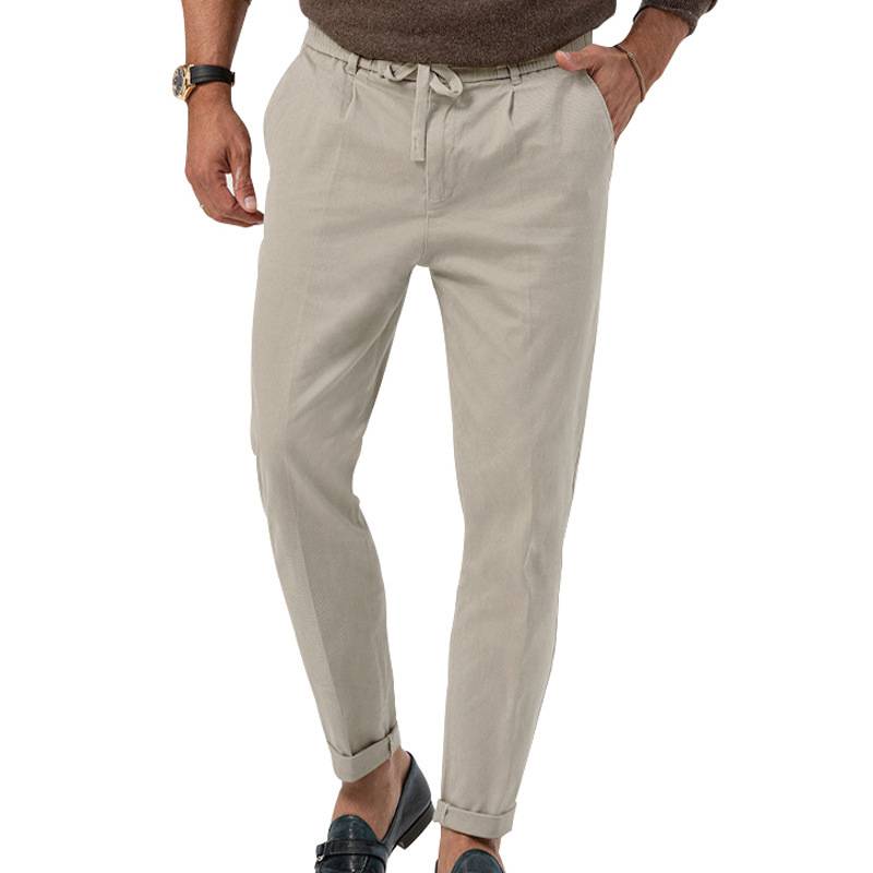 Relaxed Drawstring Trousers With Turn-Ups  | Mens  Trousers Clothing Mens