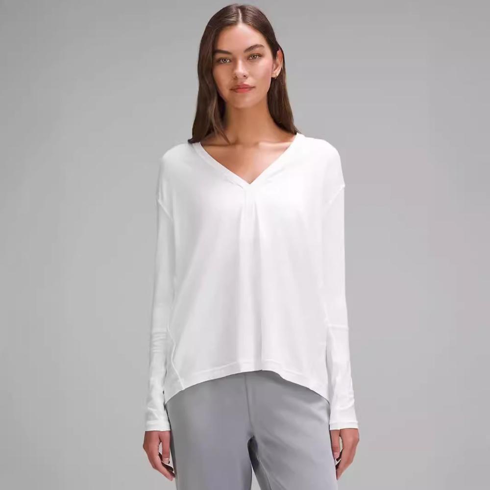 Relaxed High-Low V-Neck Top  | Womens  Blouses & Shirts Blouses & Shirts Blouses & Shirts