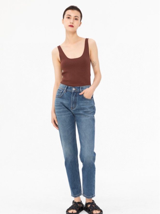 Straight Leg Cropped Jeans  | Womens  Jeans Clothing Familia Blue