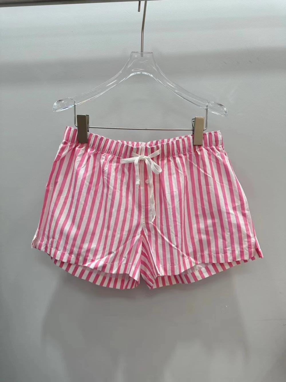 Striped 100% Cotton Paper Bag Shorts  | Womens  Shorts Clothing Bubblegum