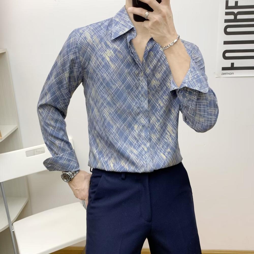 Tailored Fit Linen Abstract Tile Print Shirt  | Mens  Shirts Clothing Mens