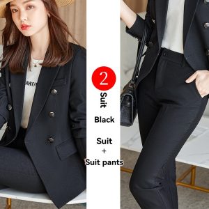 Tailored Textured Wool Blend Double Breasted Blazer  | Womens  Blazers & Jackets Blazers & Jackets Black