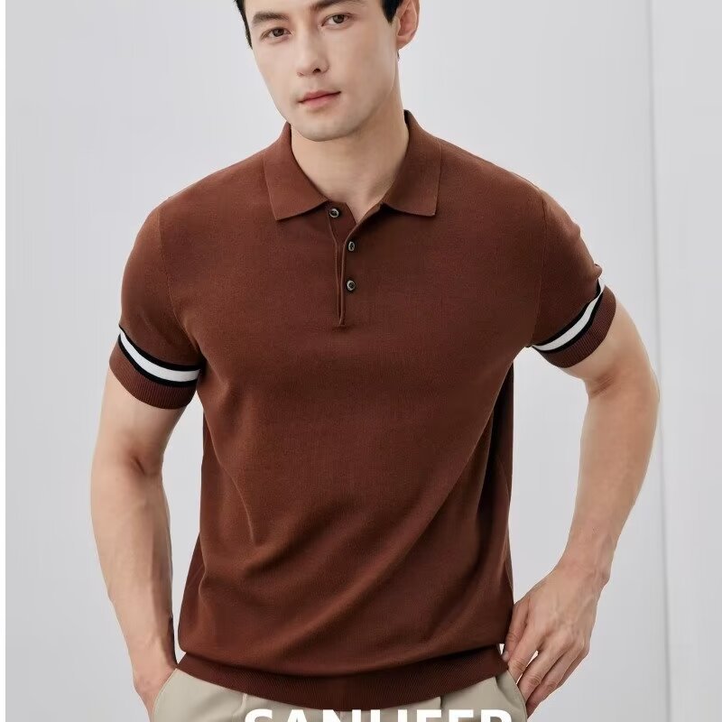 Textured Contrast Trim Half-Zip Polo Shirt  | Mens  Polo Shirts Clothing Mens