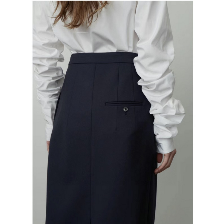 Textured Pencil Midi Suit Skirt  | Womens  Skirts Clothing Navy