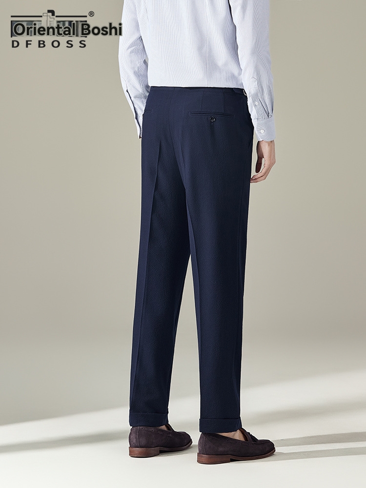 Textured Slim Fit Suit Trousers  | Womens  Trousers Clothing Navy