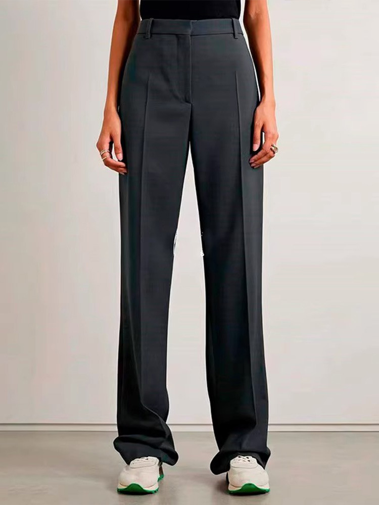 Textured Wide Leg Suit Trousers  | Womens  Trousers Clothing Navy