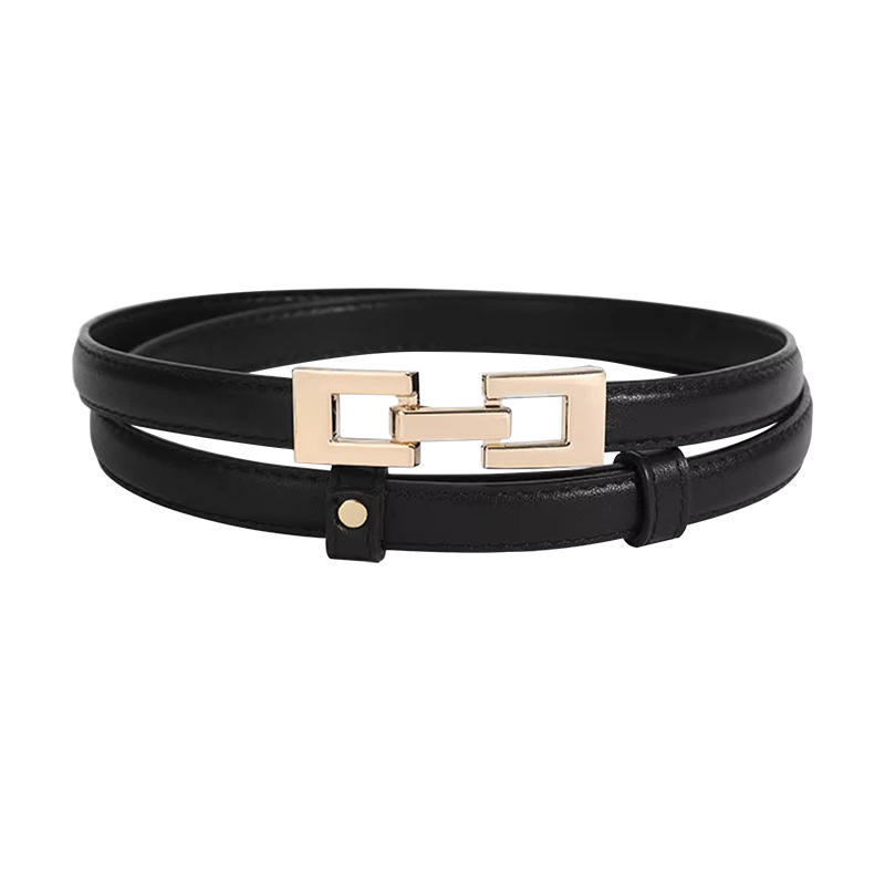 Thin Leather Chain Detail Belt  | Womens  Belts Accessories Belts