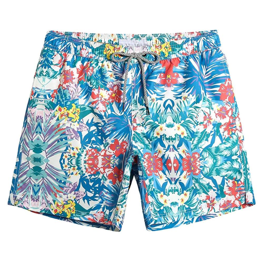 Tropical Print Swim Shorts  | Mens  Swimwear Clothing Blanc Blue