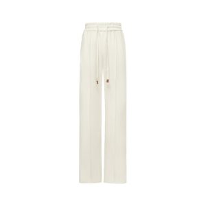 Waistband Detail Wide Leg Trousers  | Womens  Trousers Clothing Cream