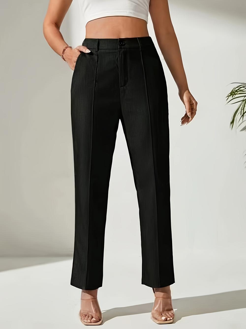 Waistband Detail Wide Leg Trousers  | Womens  Trousers Clothing Black