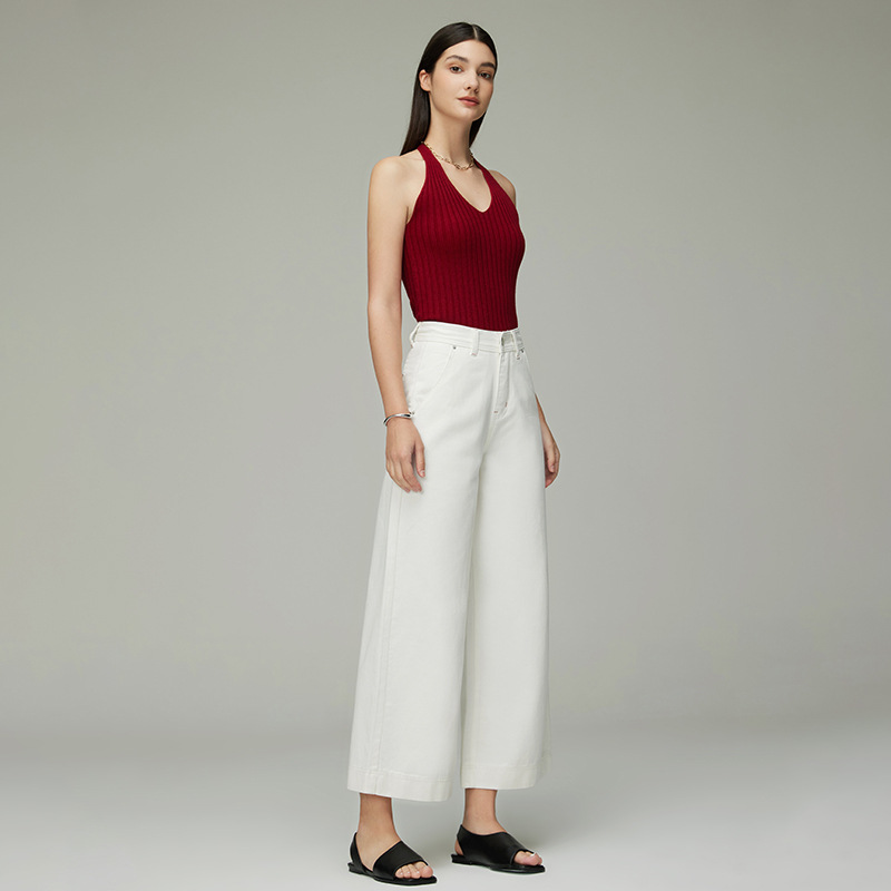 Wide Leg Linen Blend Trousers  | Womens  Trousers Clothing Ivory