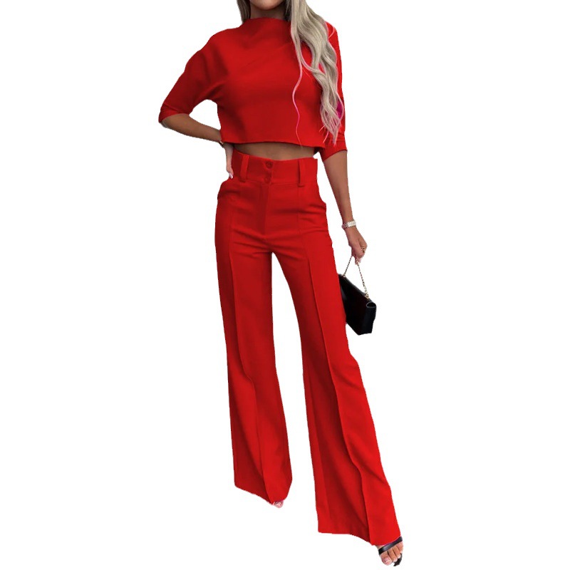 Wool Blend Wide Leg Trousers  | Womens  Trousers Clothing Red