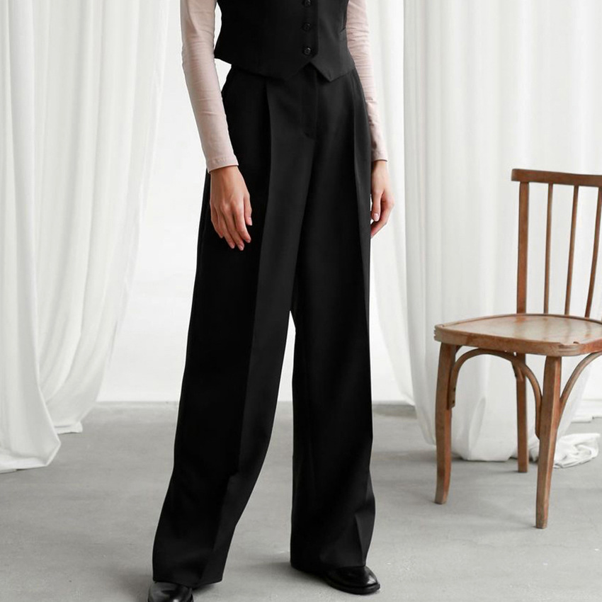 Wool Blend Wide Leg Tux Trousers  | Womens  Trousers Clothing Trousers