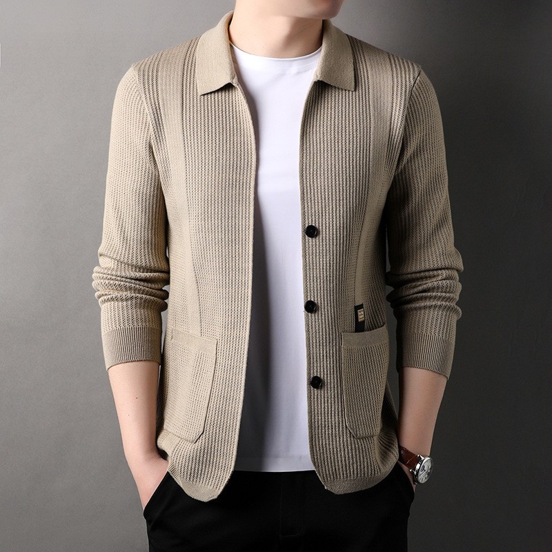 Wool Cabled Knitted Cardigan  | Mens  Knitwear Clothing Knitwear