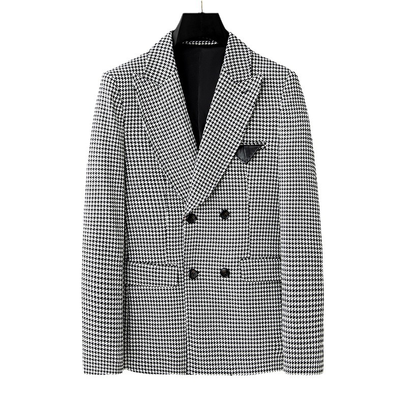 Wool Dogtooth Double Breasted Blazer  | Womens  Blazers & Jackets Blazers & Jackets Black