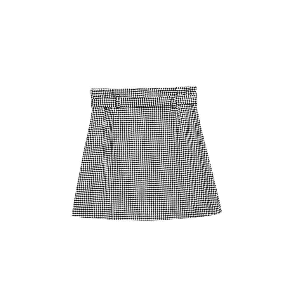 Wool Dogtooth Mini Skirt  | Womens  Skirts Clothing Black