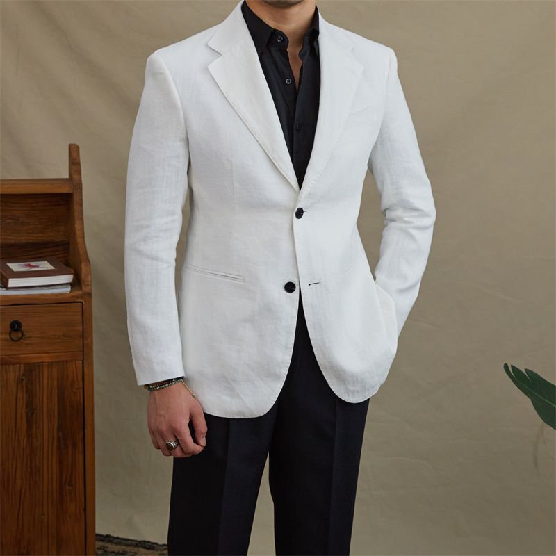 Wool-Silk Single Breasted Twill Blazer  | Mens  Suits Blazers Blazers